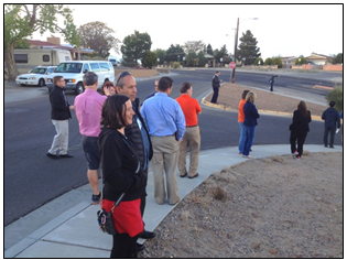Participants on the site of a recently completed road diet project.