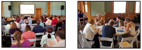 Two photos depict attendees at the July 2018 DDSA National Peer Exchange.