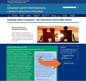 Screenshot of the Roadway safety champions webpage.