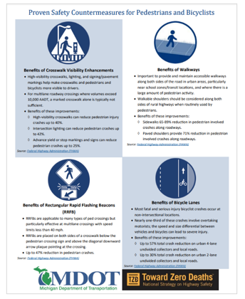 Screen capture of a flyer containing four of MDOT's proven safety countermeasures.