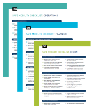 A set of three safe mobility checklists for operations, planning, and design.