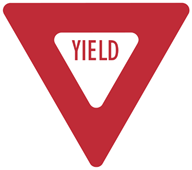 Image: Red and white yield sign, with Day 1 lettering