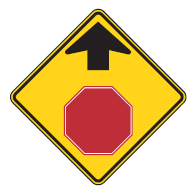 Figure 22. An image of a symbolic Stop Ahead (MUTCD W3-1) sign.