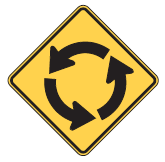 Figure 30. An image of a symbolic advance roundabout warning (MUTCD W2-6) sign.