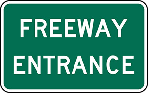 Figure 43. An image of a 'FREEWAY ENTRANCE' (MUTCD D13-3) sign.