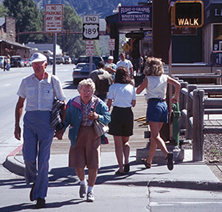 Older road users walking