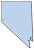 solid light blue map of Nevada with a gold star showing the location of the capital, Carson City
