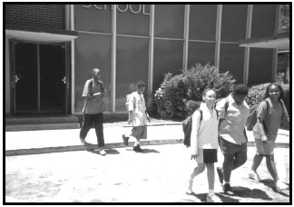 Photo: children exiting the school