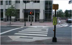 Photo: Develop and implement intersection design standards for high crash locations. Crosswalk.