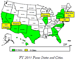 FY 2011 Focus States and Cities.