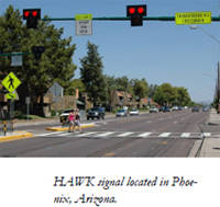 HAWK signal located in Phoenix, Arizona.