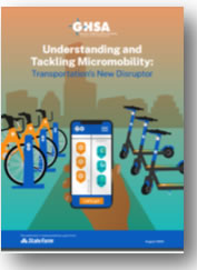 Photo of the cover of the â€œUnderstanding and Tackling Micromobility: Transportation's New Disruptorâ€� document.