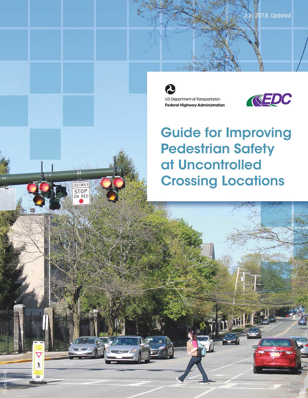 Cover of the FHWA Guide for Improving Pedestrian Safety at Uncontrolled Crossing Locations.