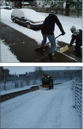 Figure 13: Snow and ice should be promptly removed from sidewalks and shared use paths to maintain usability and reduce hazards during the winter.