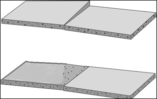 Title: Figure 26 – Description: The diagram shows how an unevenly raised slab can be ground to provide a smoother transition.