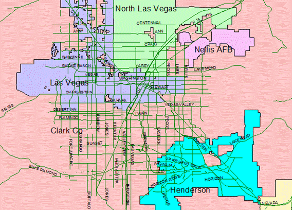 Figure 1: Cities in the Las Vegas Metropolitan Area