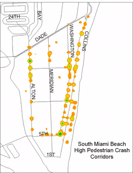 South Beach High  Pedestrian Crash Corridors