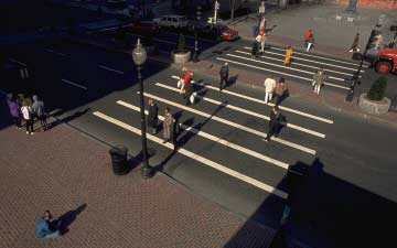 Creative intersection design can greatly increase motorists' awareness of pedestrian safety.
