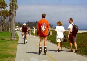 Trail user conflicts are an issue when on wide trails like this coastal trail in Santa Barbara, CA.