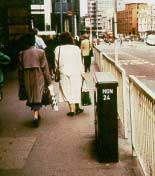 FIGURE 23-6. Pedestrian barriers (separators) are used extensively in London to channel pedestrians to preferred crossing locations.