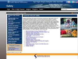 Screenshot of Pedestrian and Bicycle Safety website.