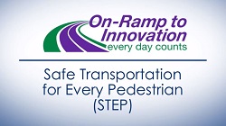 Screenshot of video has EDC logo at top and reads: Safe Transportation for Every Pedestrian (STEP).