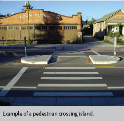 Example of a pedestrian crossing island.