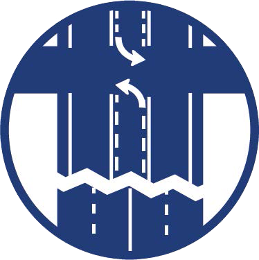 Icon representing road reconfiguration.