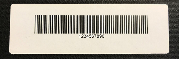 Figure 5.  Image.  Combination barcode and serial number tag.  This image shows a typical barcode with a placeholder serial number of 1234567890 underneath.