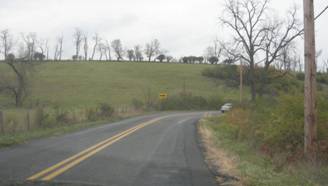 Photo.  Photo shows a curve that is difficult to discern due to heavy vegetation along the roadside.