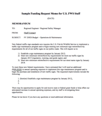 Sample Memo for U.S. Forest Service for Funding Request