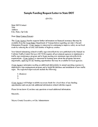 Sample Letter to State DOT for Funding / Information Request
