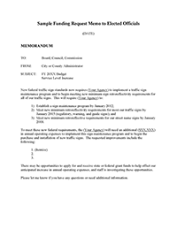 Sample Funding Request Memo to Elected Officials