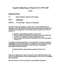 Sample Memo to U.S. Fish & Wildlife Service for Funding Request
