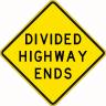 Image of a Divided Highway Ends sign