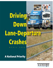 Screenshot:Cover of Driving Down Lane-Departure Crashes publication