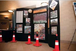 Photo of a large educational display containing photos and information about work zone safety.