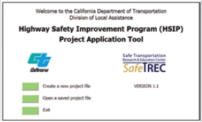 Screenshot of the California DOT's HSIP project application tool.