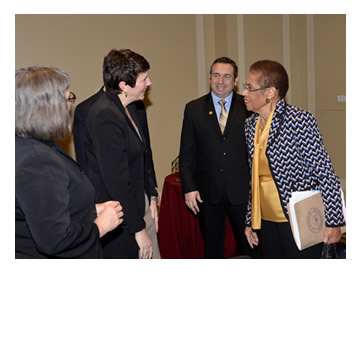 Photo: FHWA's Beth Alicandri & Brandye L. Hendrickson and RSF's Greg Cohen greet Del. Eleanor Holmes Norton.
