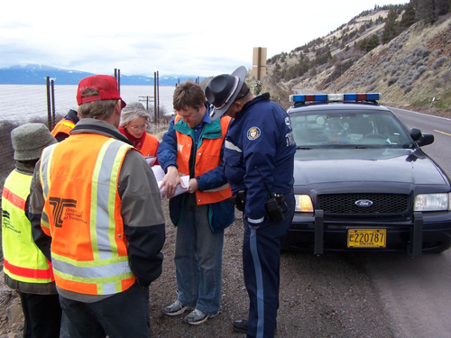 Figure 1: Road safety audit team reviewing plans on site at a coastal highway