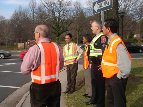 Figure 6: Road Safety Audit Team watching traffic signal operations and road users at an intersection
