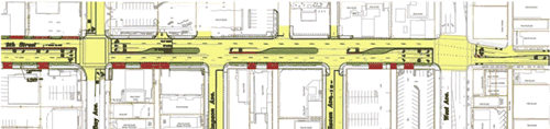 Figure 10. Conceptual plan drawing of Route 52 construction changes to Ninth Street.