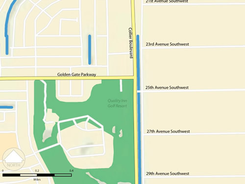 Figure 7. Aerial map showing the intersection of Collier Boulevard and Golden Gate Parkway in Collier County Florda.