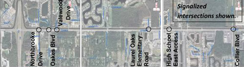 Figure 8. Aerial photo of Immokalee Road showing the road safety audit location on Immokalee Road between Northbrook Drive and Collier Boulevard.