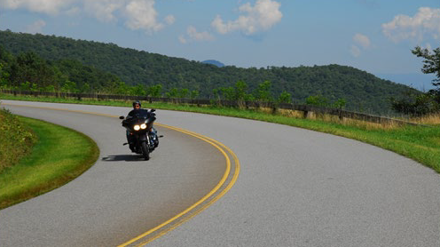 Motorcyclist on the Blue Ridge Parkway. Source: VHB