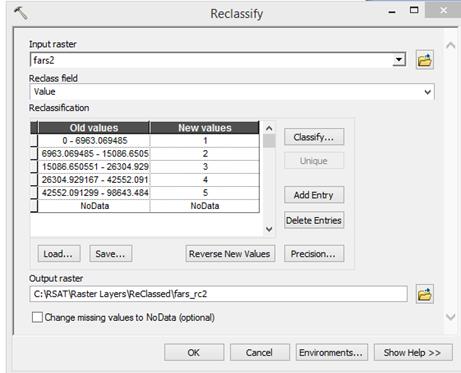 Screenshot: Reclassify tool box