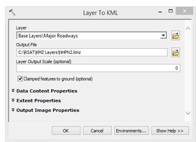 Screenshot: Layer to KML Tool Box