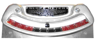 Photo of a mechanical device that measures a curve with a ball bearing that moves left or right in a manner similar to the bubble on a level.