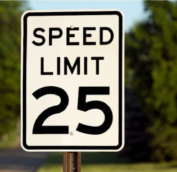 Photo of Speed Limit Sign showing Speed Limit 25.