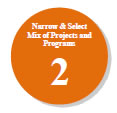 Orange Circle - Narrow & Select a Mix of Projects and Programs